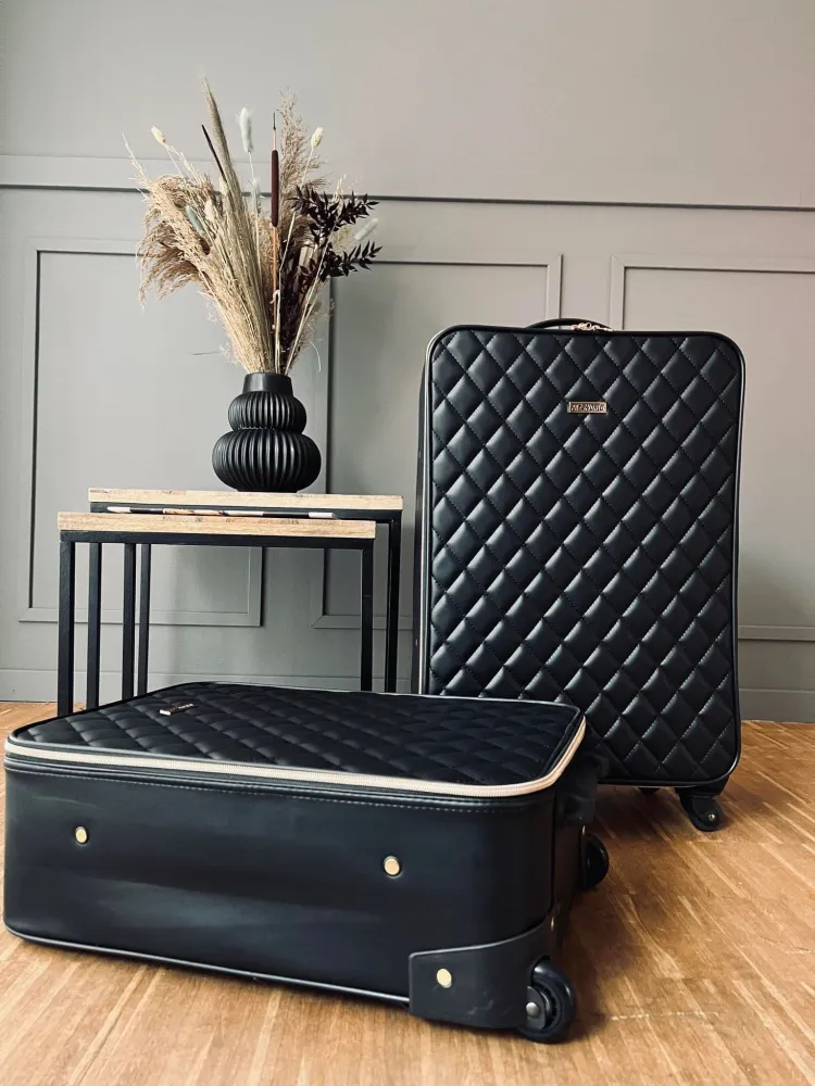 Kuffert sæt af 2 stk - Black Quilted