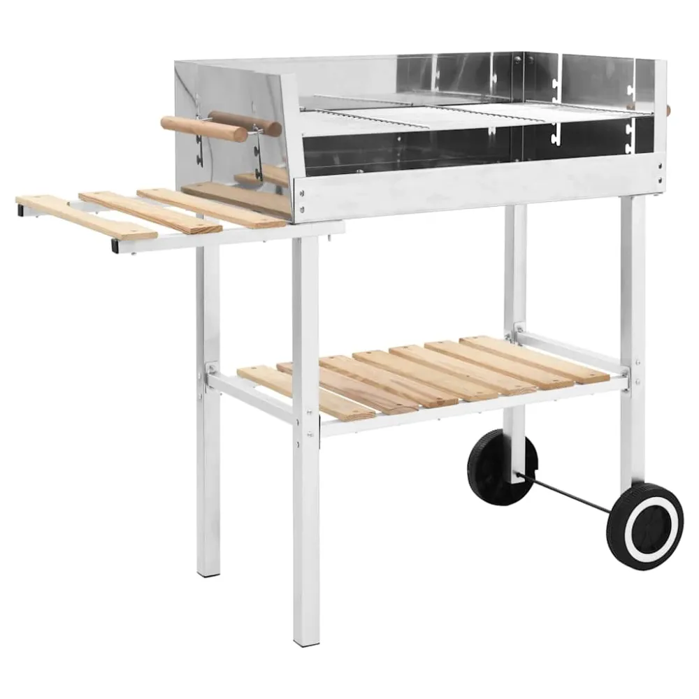 Kulgrill Med Hjul Og 2 Hylder Xxl Rustfrit Alloy