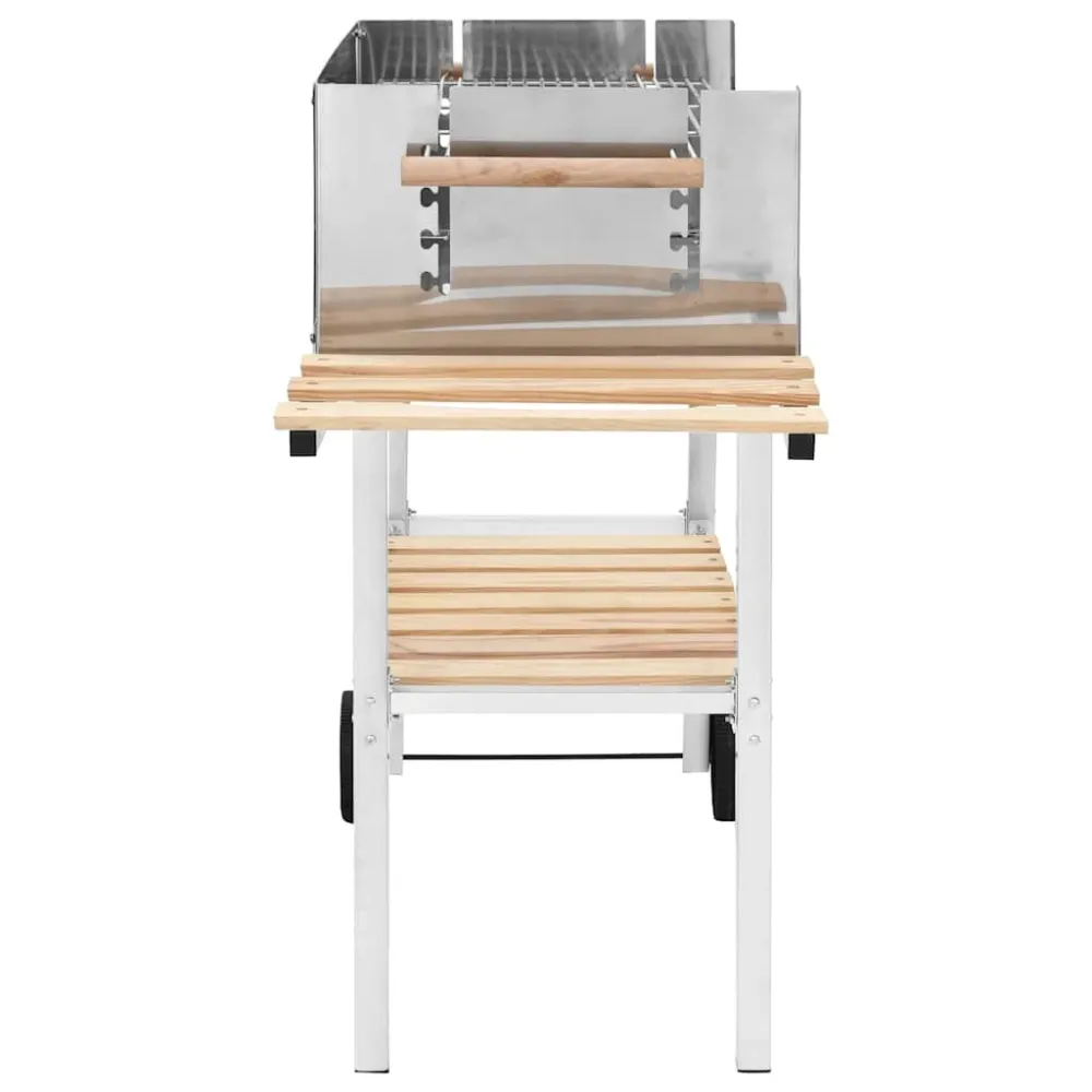 Kulgrill Med Hjul Og 2 Hylder Xxl Rustfrit Alloy