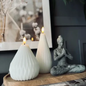 LED Design hvide keglelys - Sæt af 2 stk m. Timerfunktion