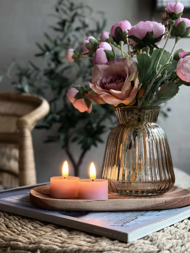 LED Fyrfadslys 2 stk - Rosa voks (TSO-C126b)