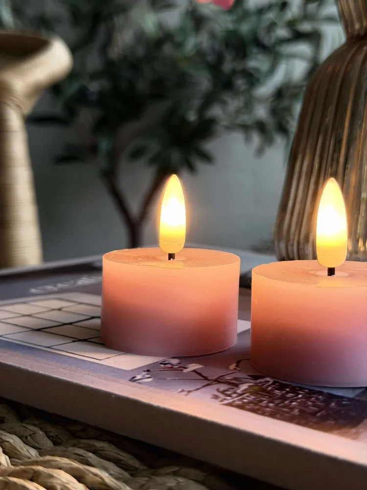LED Fyrfadslys 2 stk - Rosa voks (TSO-C126b)