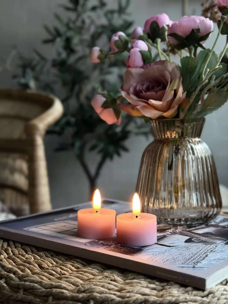 LED Fyrfadslys 2 stk - Rosa voks (TSO-C126b)