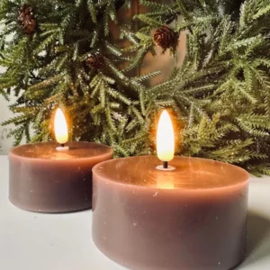 LED fyrfadslys WHOPPING 2 stk - Grå / Taupe voks