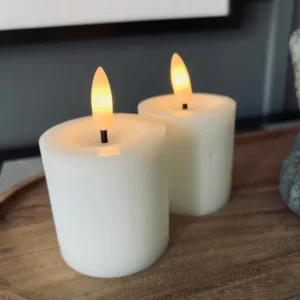 LED Tiny bloklys H 5cm - Sæt af 2 stk m. Timerfunktion