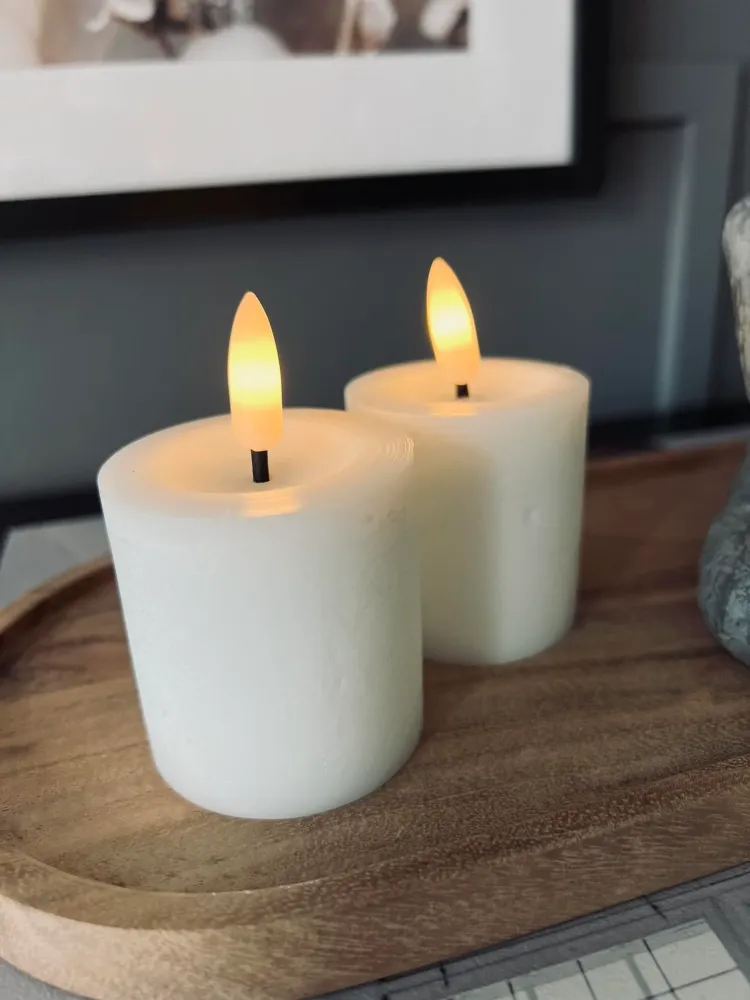 LED Tiny bloklys H 5cm - Sæt af 2 stk m. Timerfunktion