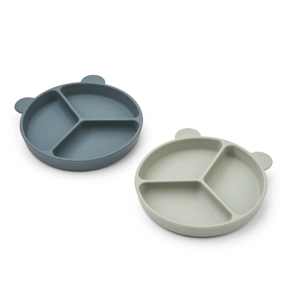 Liewood Stacy Skridsikker tallerken - 2 pak - Whale blue / Dove navy