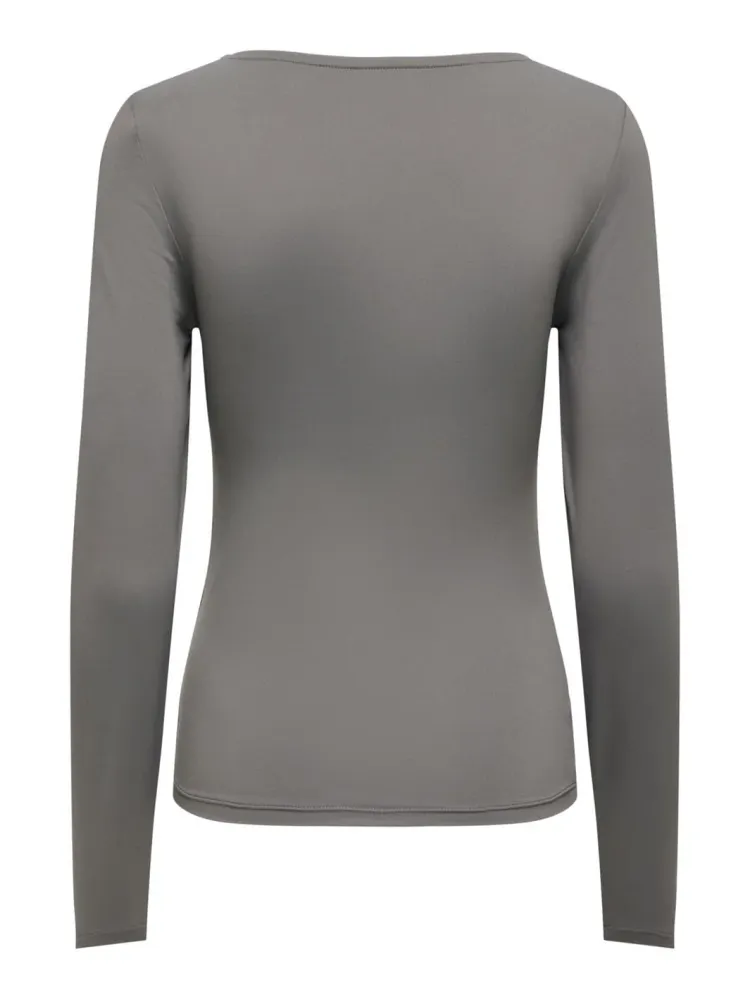 Only - Onlea L/S 2-Way Deep Neck Top - 4429515 Thunderstorm Xs