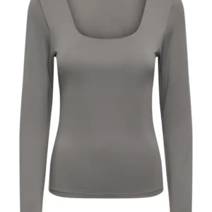 Only - Onlea L/S 2-Way Deep Neck Top - 4429515 Thunderstorm Xs