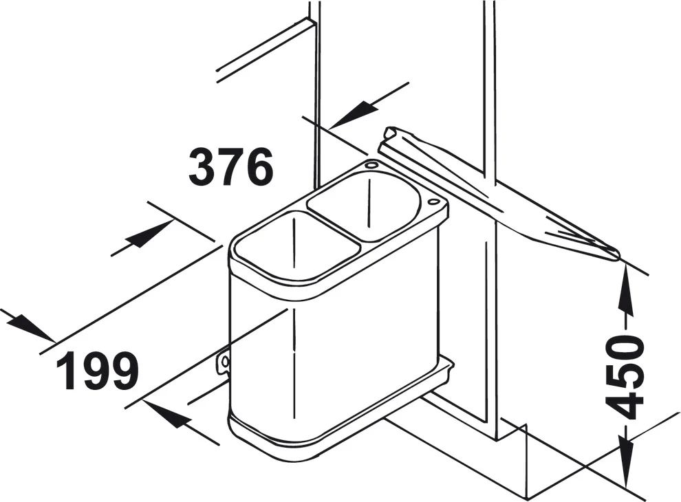 Paired affaldsspand, 2 x 8 liter