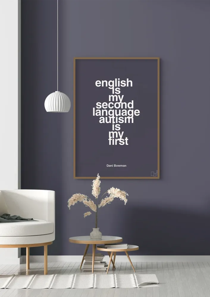 plakat: english is my second language autism is my first - creamy mushroom 60
