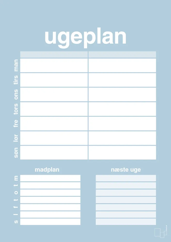 plakat: ugeplan til 2 personer - heavenly azure - FAA Compliant 60