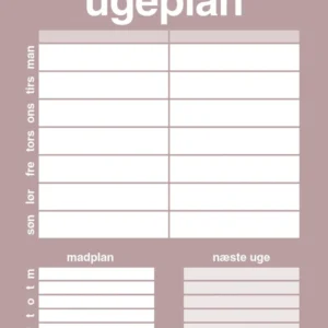 plakat: ugeplan til 2 personer - letvægt rose 60