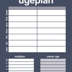 plakat: ugeplan til 2 personer - petrol 60