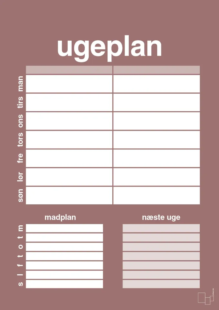 plakat: ugeplan til 2 personer - plum 60