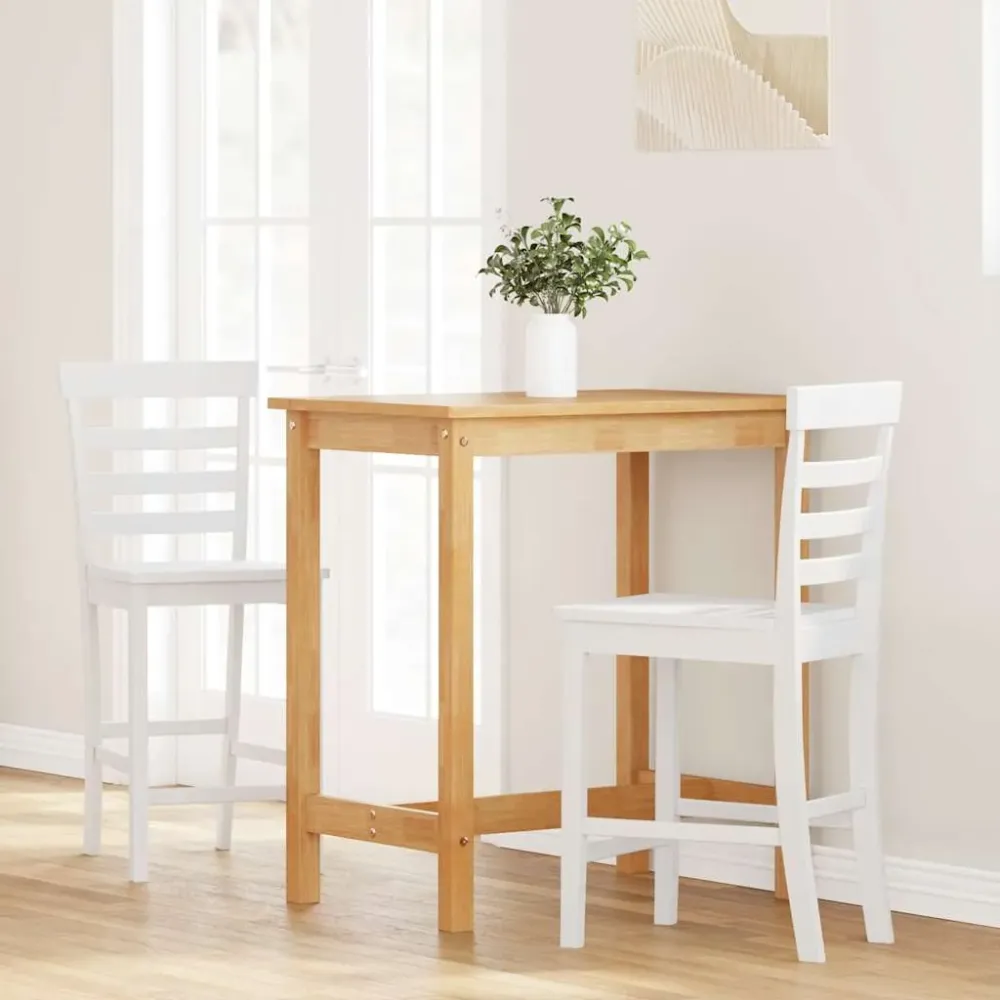 Portabel ELT barstole 2 stk. massivt gummitræ alabast