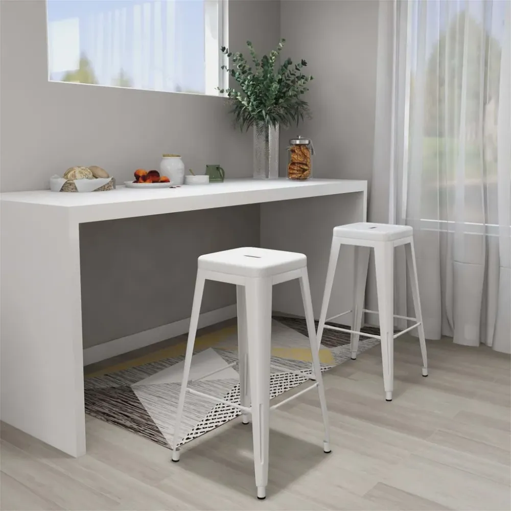 Portabel ELT barstole 2 stk. stabelbare alloy hvid