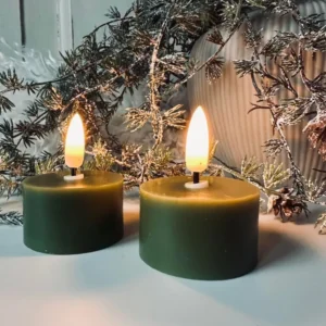 Portabel ELT LED Fyrfadslys 2 stk - Oliven voks