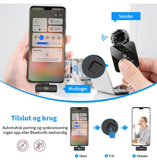 Professionel Trådløs Mikrofon lightning-kabel 2 Stk. - PULUZ™