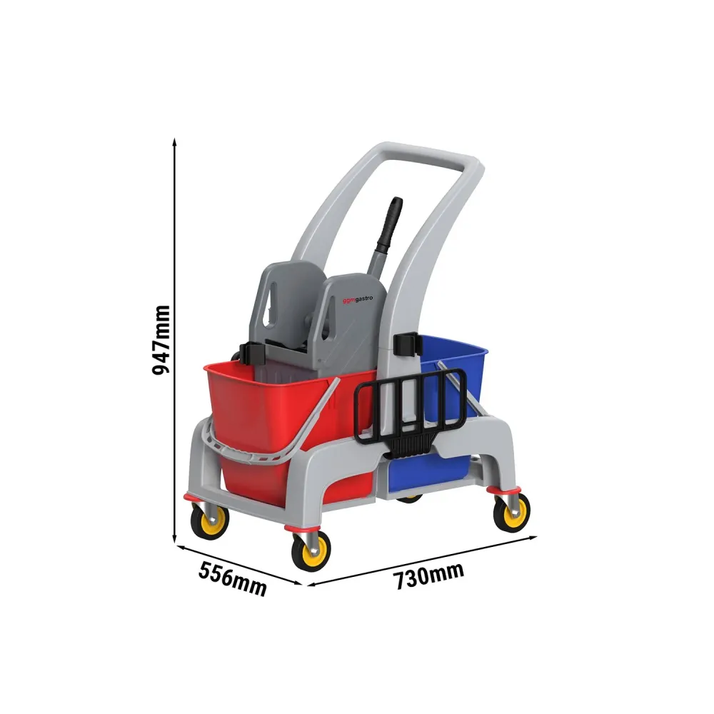 Rengøringsvogn - 2 beholdere og moppevrider