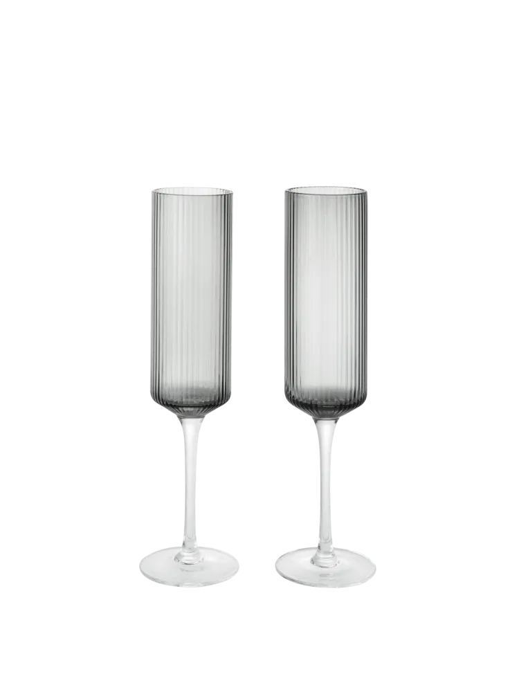 Ripple Champagne Flutes - Place 2 - Smoked Grey