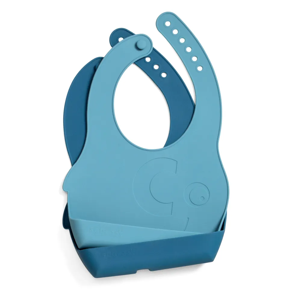 Sebra Fanto Silikone Hagesmæk, twin-pack - Vintage Blue