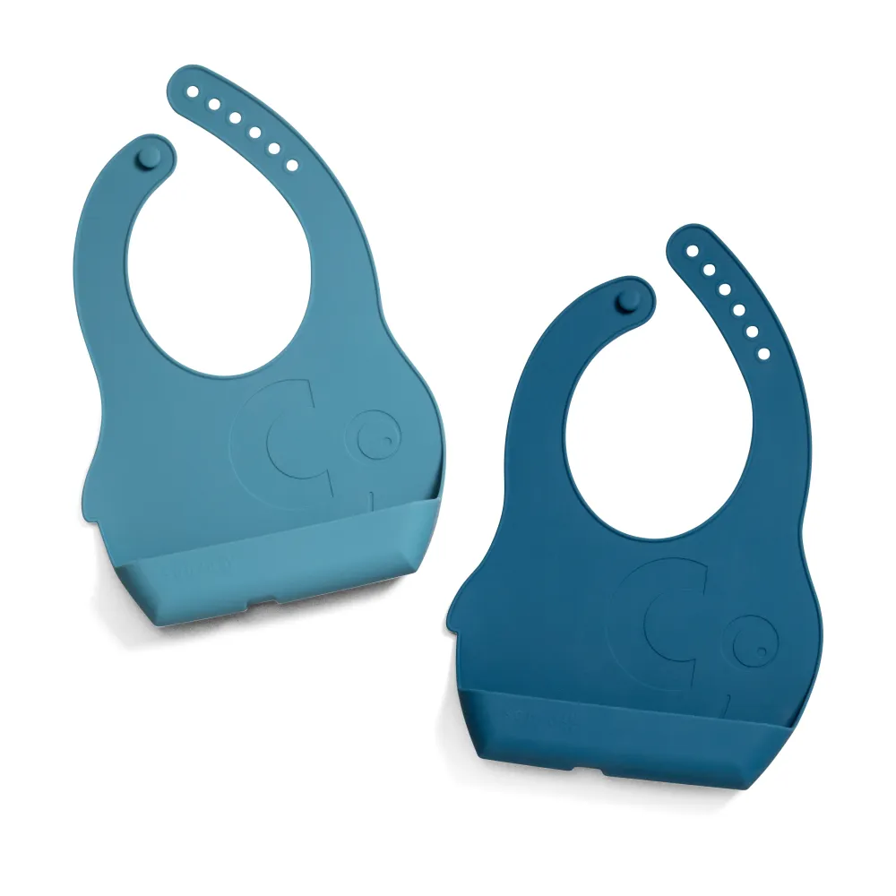 Sebra Fanto Silikone Hagesmæk, twin-pack - Vintage Blue