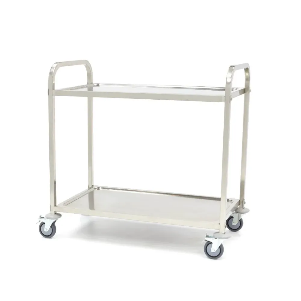 Serveringsvogn i rustfrit metal - 2 hylder
