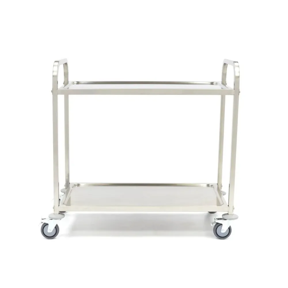 Serveringsvogn i rustfrit metal - 2 hylder
