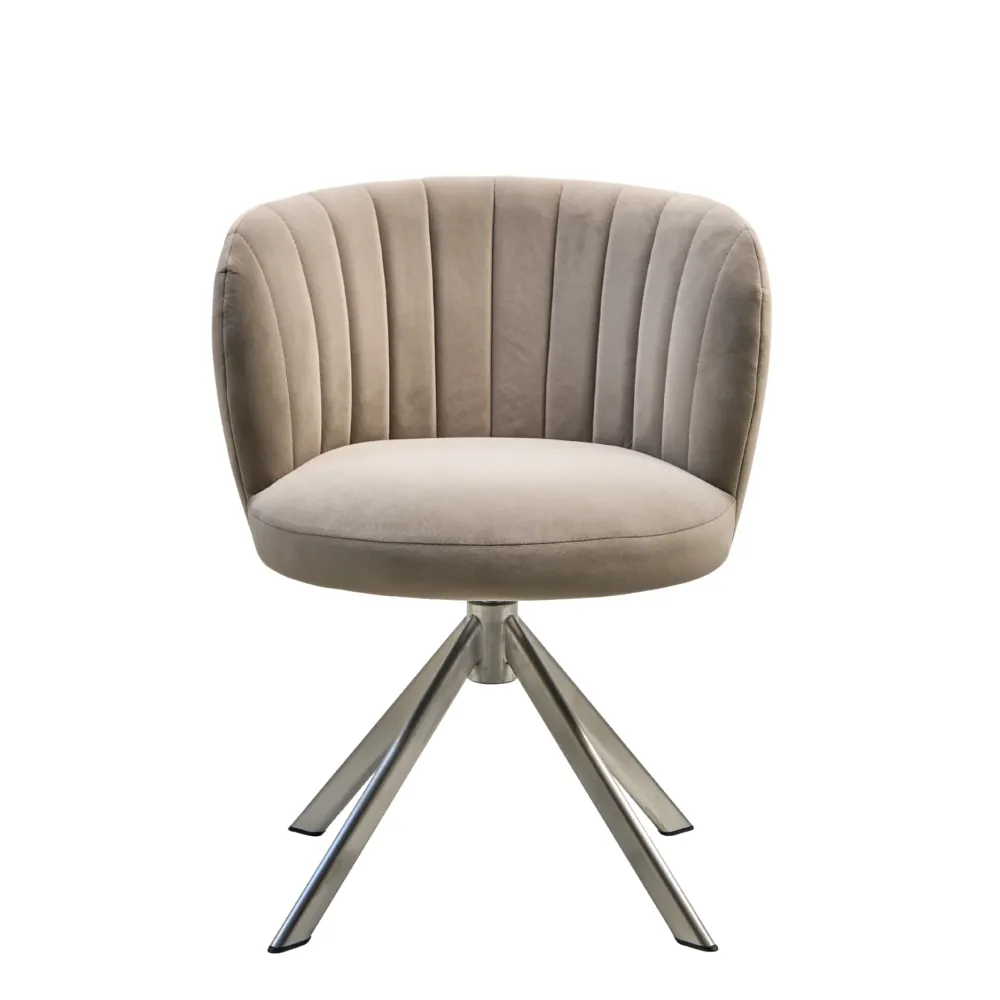 Shelly II spisebordsstol - velour m. drejeben (stainless steel) Beige