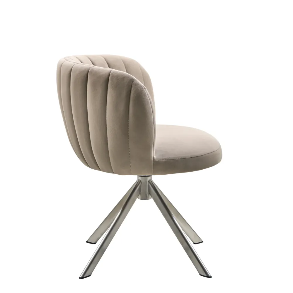 Shelly II spisebordsstol - velour m. drejeben (stainless steel) Beige