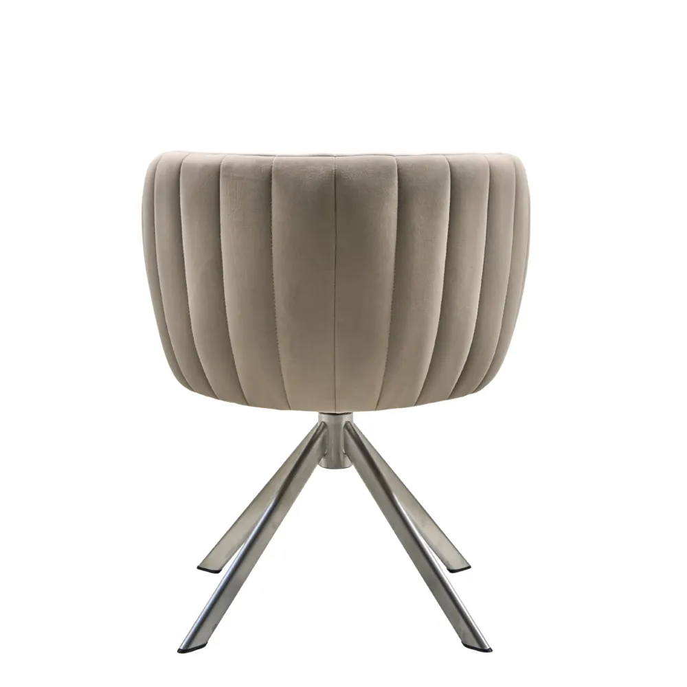 Shelly II spisebordsstol - velour m. drejeben (stainless steel) Beige