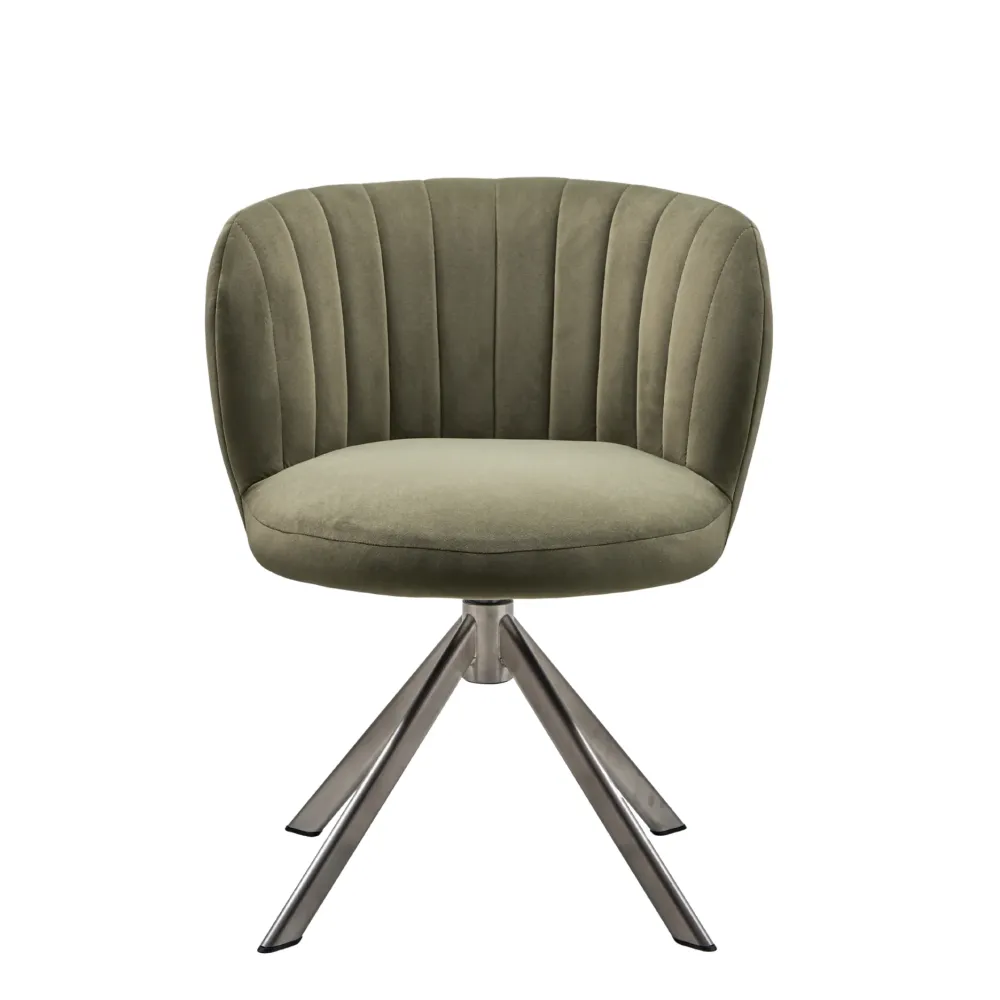 Shelly II spisebordsstol - velour m. drejeben (stainless steel) Beige