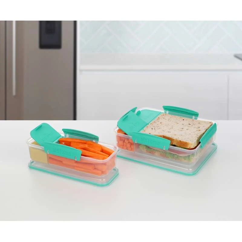 Sistema Madkasse - Snack Attack Duo To Go - 975ml - Klar/Minty Påfugl