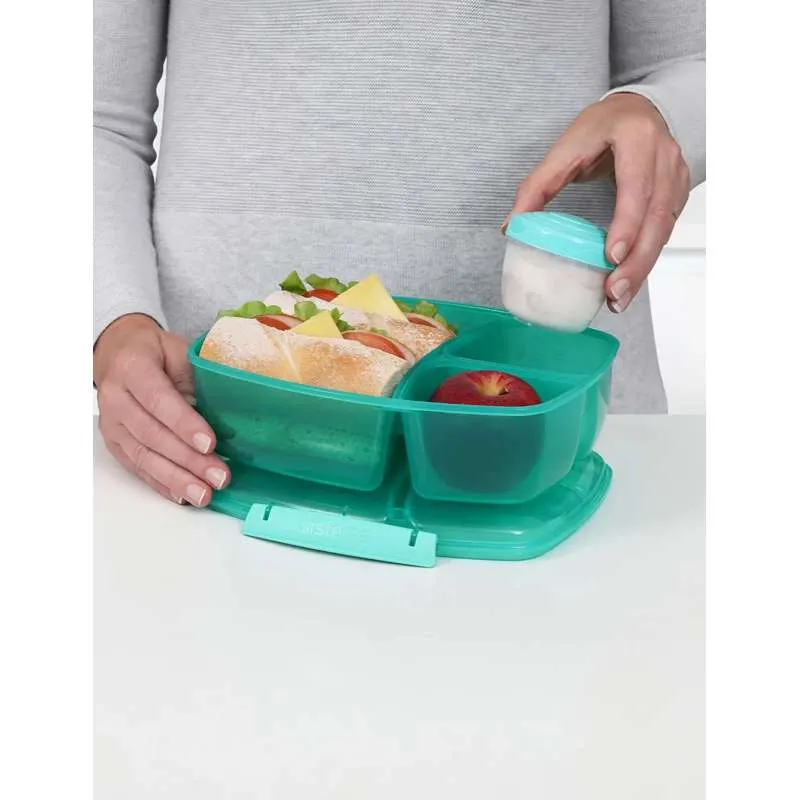 Sistema Madkasse - Tripple Split Lunch - 2L - Minty Påfugl