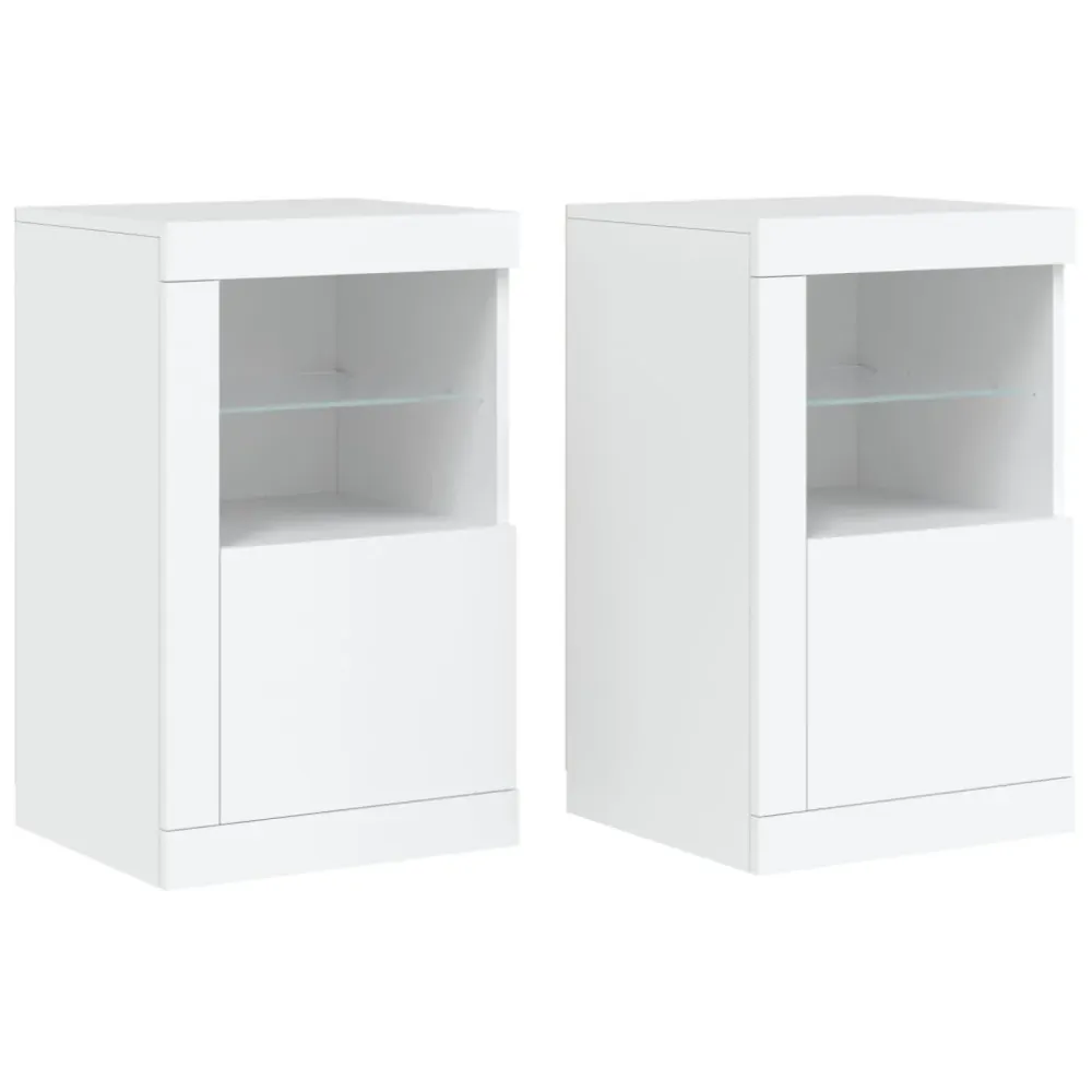 skabe 2 stk. med LED-lys manufactured træ hvid