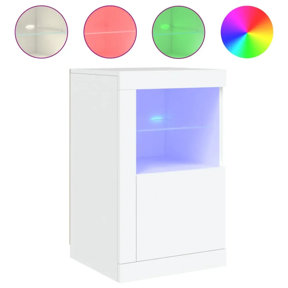 skabe 2 stk. med LED-lys manufactured træ hvid