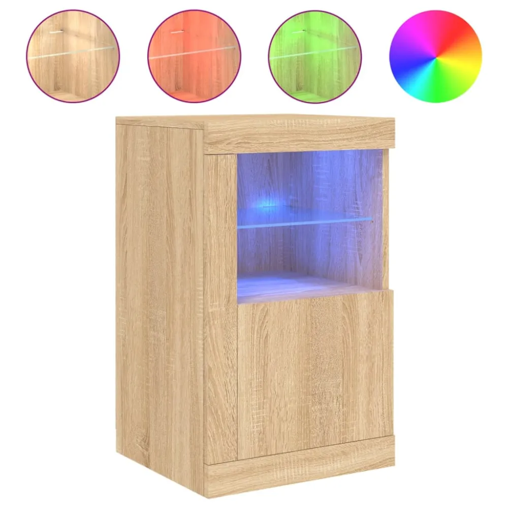 skabe 2 stk. med LED-lys manufactured træ sonoma-eg