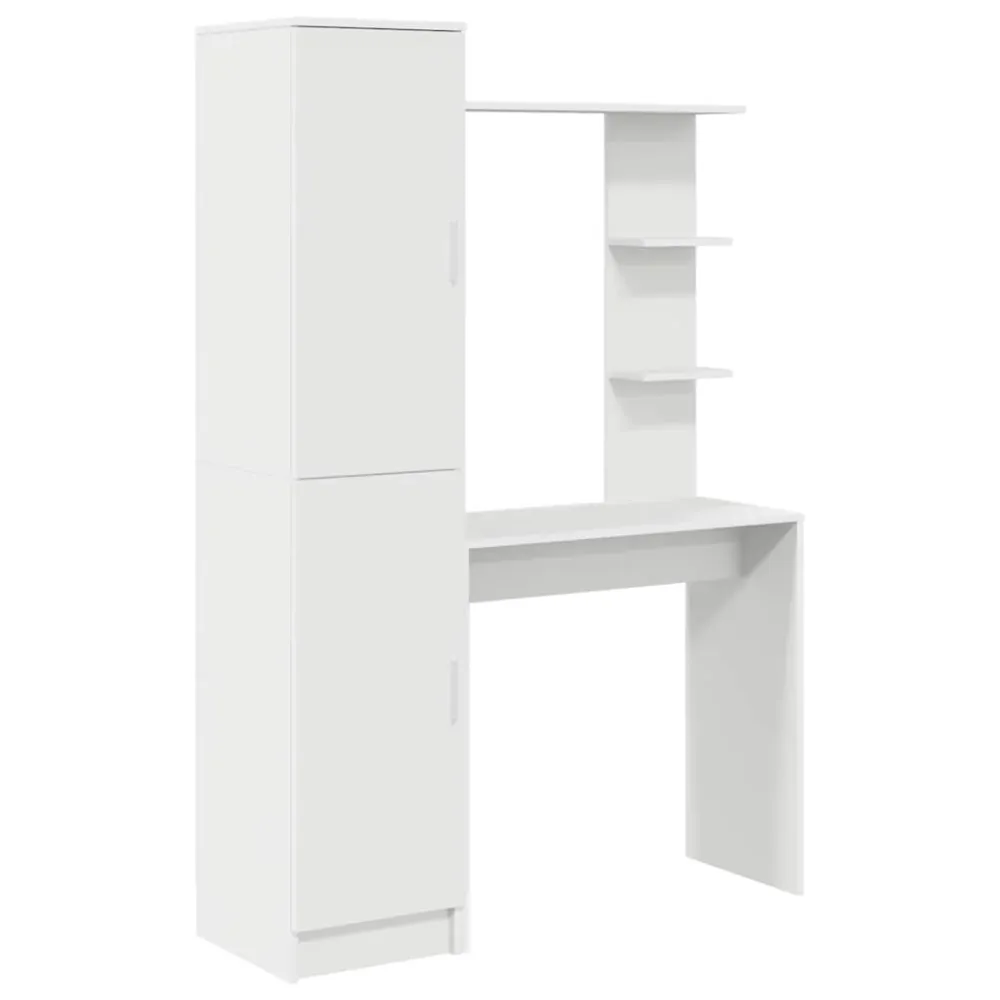 Skrivebord Med Opbevaring 2 Dele Ivory 78,5 X 37 X 154,5 Cm