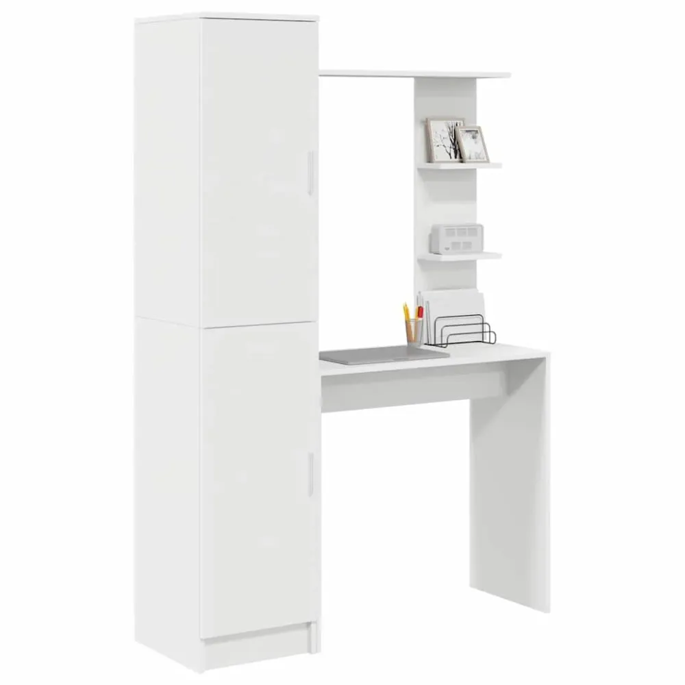 Skrivebord Med Opbevaring 2 Dele Ivory 78,5 X 37 X 154,5 Cm