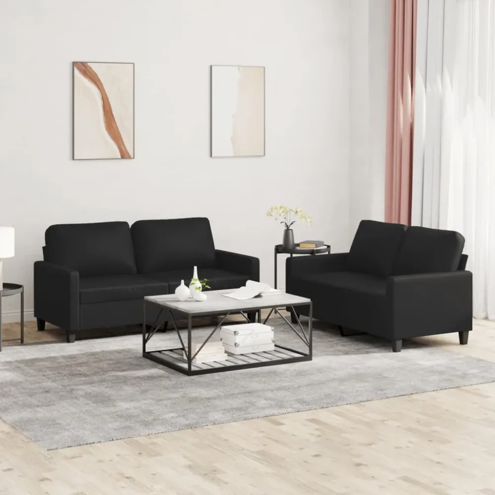 Sofasæt 2 Dele Kunstlæder Graa