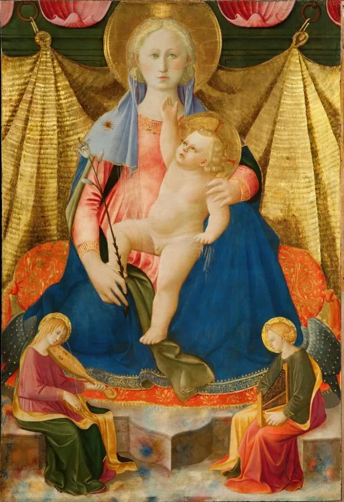Taidetuloste | La Vierge de l'humilité avec deux anges musiciens - Zanobi Strozzi