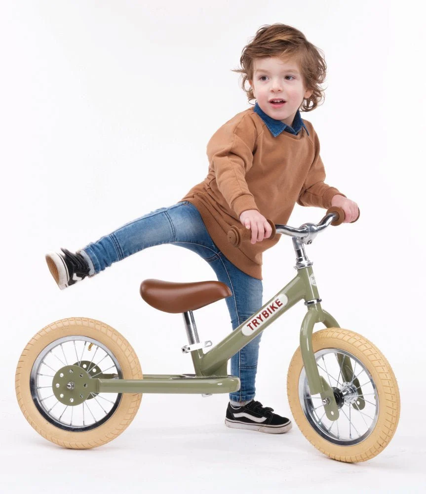 Trybike løbecykel med to hjul - Retro Grøn - Fra 2 år