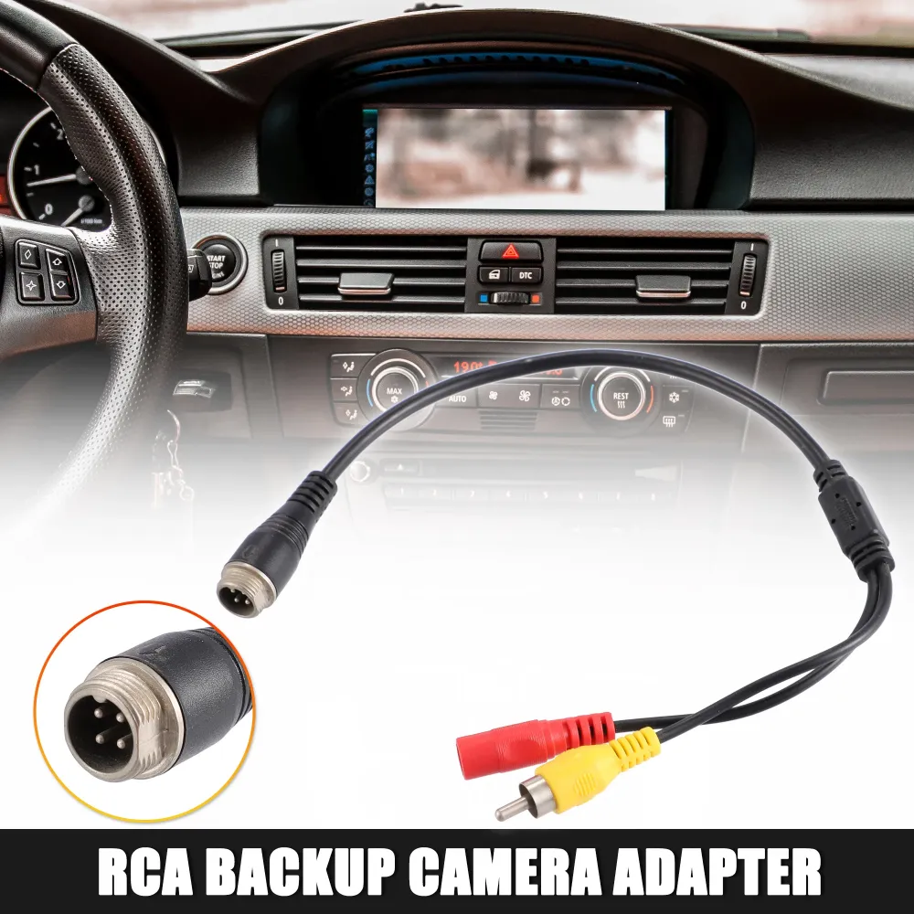 Bil kamera adapter 4 pin han til RCA AV han DC hun stik