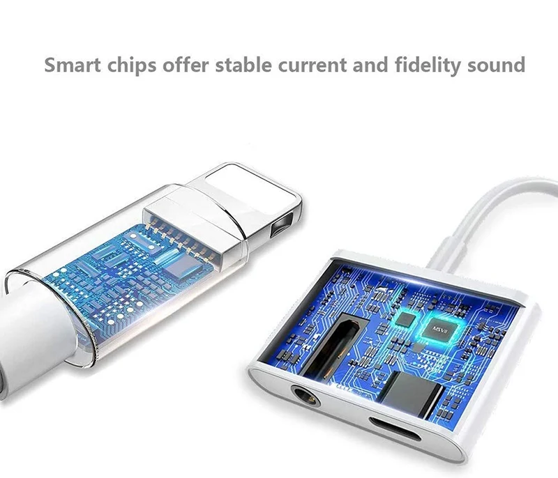 NÖRDIC Ios charging Audio adapter med opladning Non MFI