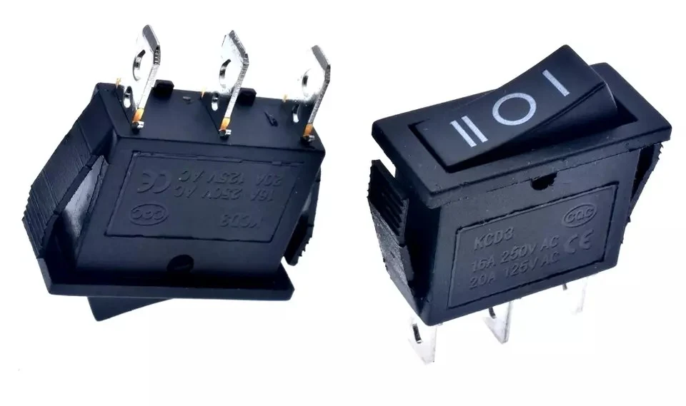 On Off On Vippekontakt 3 Positioner SPDT Rektangulær Ebony Til Bil Instrumentbræt Båd 12V