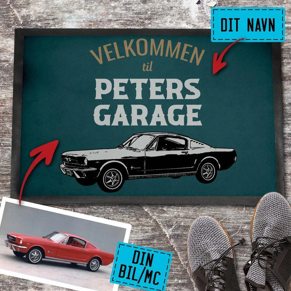 Premium OEM Personlig - Velkommen Til Din Navn Garage Med Dit Bil MC Traktor Billede Dørmåtte