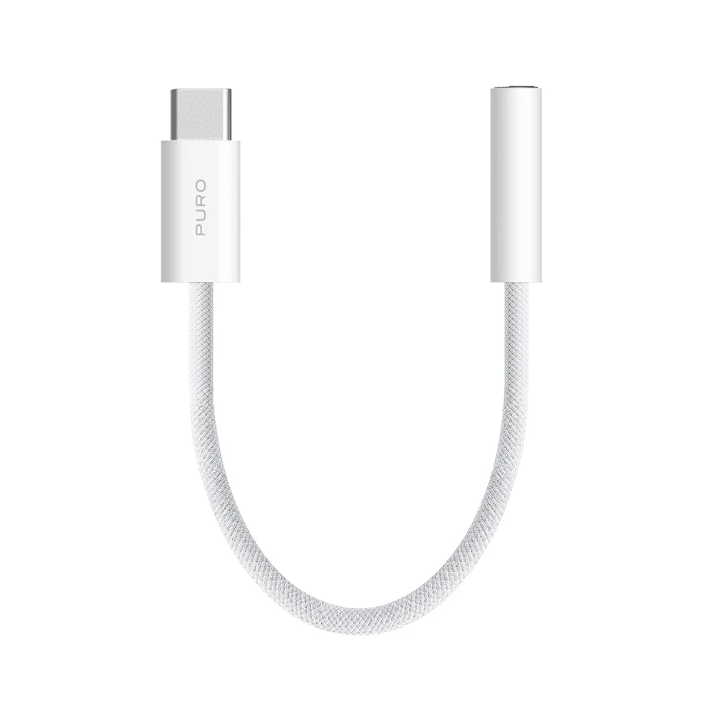Puro Flettet Adapter USB-C til 3,5 mm Jack - 15 cm - Ivory