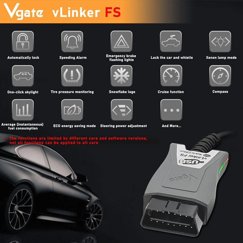 Vgate vLinker FS FORScan Adapter HSMS-CAN OBD2 Diagnostic Scanner til Ford Mazda