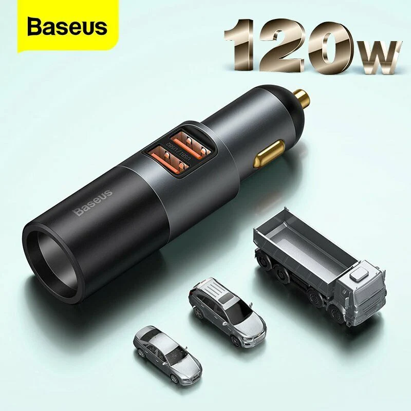 Baseus 120W bil mobiloplader Type C USB PD3.0 Time-saving opladning cigaret tænder adapter